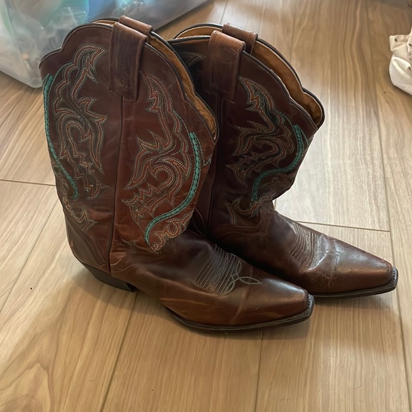 J.B. Dillon Shoes - J.B. Dillon cowboy boots with blue detailing